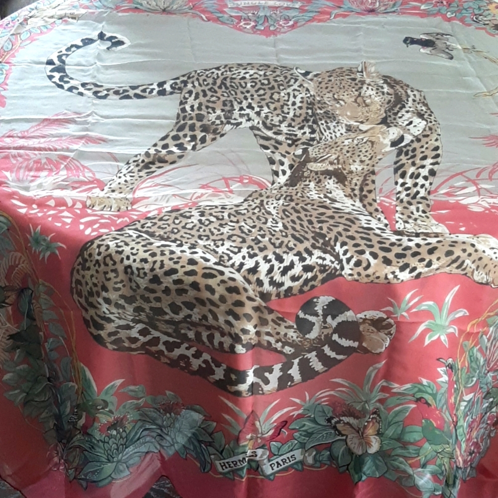 HERMES Huge Jungle Love Silk Scarf